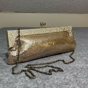 Jessica McClintock Gold Mesh Evening Clutch with Chain Strap